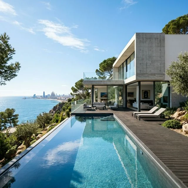 Hillside Mediterranean villa with broad sea views representing residential Teià