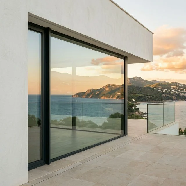 Modern Mediterranean home with a coastal view representing hillside living near Tiana